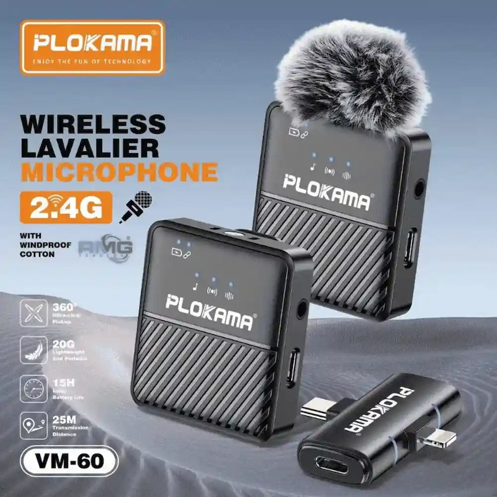 Plokama VM60 Dual Wireless Microphone for Mobile Recording