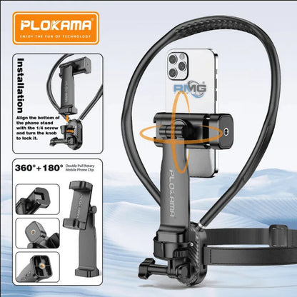Plokama CX-60 Flexible Silicone Neck Phone Mount for Hands-Free Vlogging