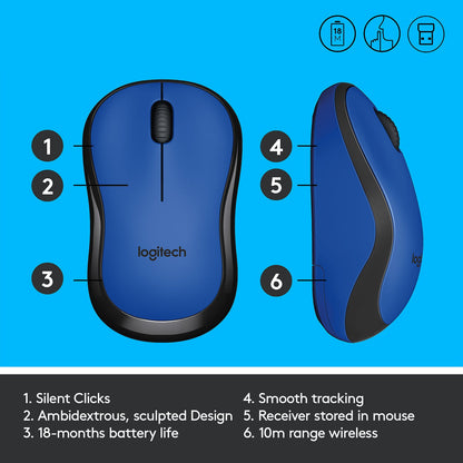 Logitech M221 Silent Wireless Mouse – 2.4GHz, 1000 DPI, 10m Range & 18-Month Battery Life