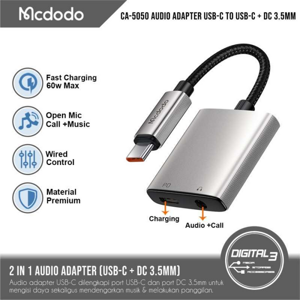 Mcdodo CA 5050 Type C to Type C+ 3.5mm Audio Adapter