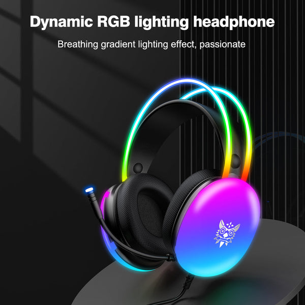 ONIKUMA-X25 PRO RGB HEAD BEAM WITH MIC 3.5MM DURABLE STEREO SURROUND GAMING HEADSET BLACK