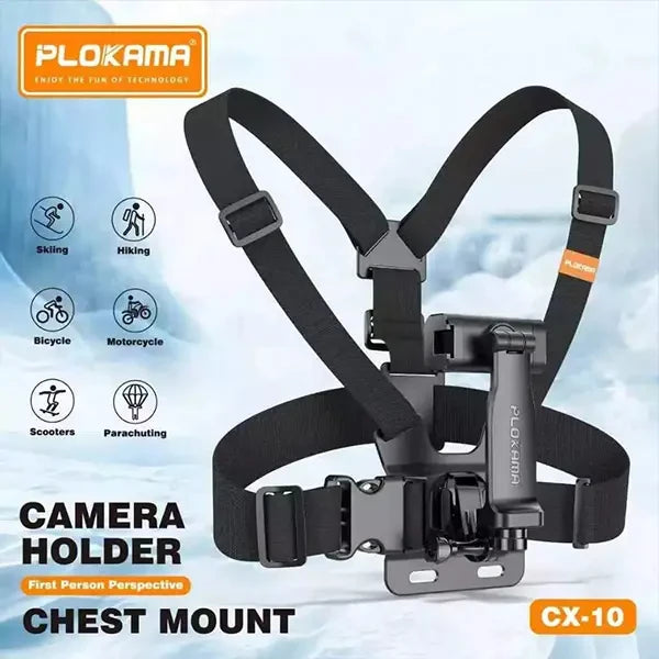 Plokama CX-10 Adjustable Chest Mount Phone Holder with 360° Rotating Clip