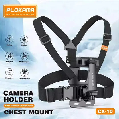 Plokama CX-10 Adjustable Chest Mount Phone Holder with 360° Rotating Clip
