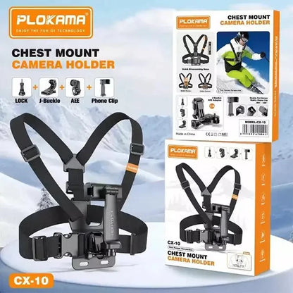 Plokama CX-10 Adjustable Chest Mount Phone Holder with 360° Rotating Clip