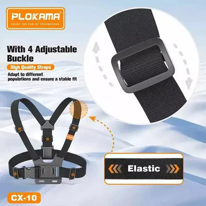 Plokama CX-10 Adjustable Chest Mount Phone Holder with 360° Rotating Clip