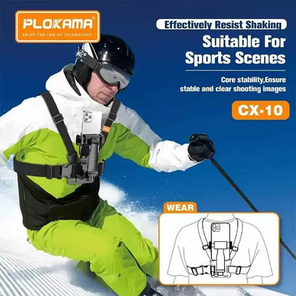 Plokama CX-10 Adjustable Chest Mount Phone Holder with 360° Rotating Clip