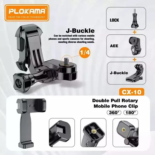 Plokama CX-10 Adjustable Chest Mount Phone Holder with 360° Rotating Clip