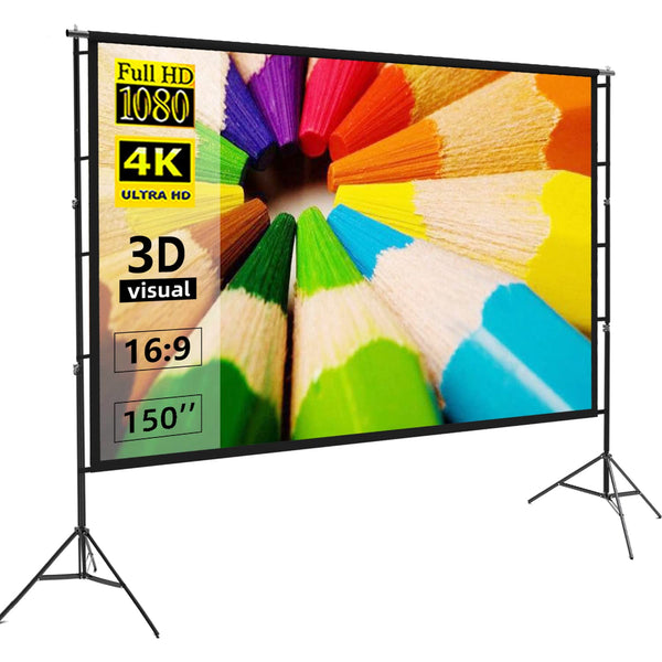PROJECTOR SCREEN 150" TRIPOD PORTABLE DOUBLE STAND 8x10 FEET 4:3MW SPEED-X