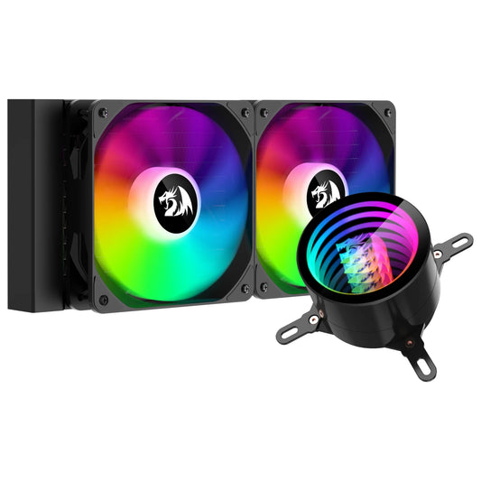 REDRAGON CCW-3011 240mm ARGB Liquid CPU Cooler – Dual 120mm Fans, High-Performance Cooling & Stylish RGB Lighting
