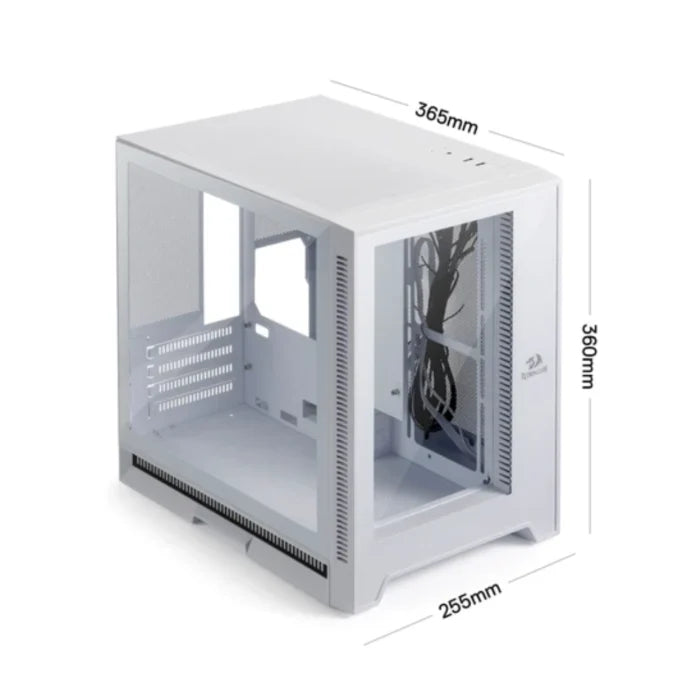 REDRAGON HOT ROD GC-MC211W White Gaming PC Case – Tempered Glass Panels, High Airflow Design, 240mm Radiator Support & RGB Lighting