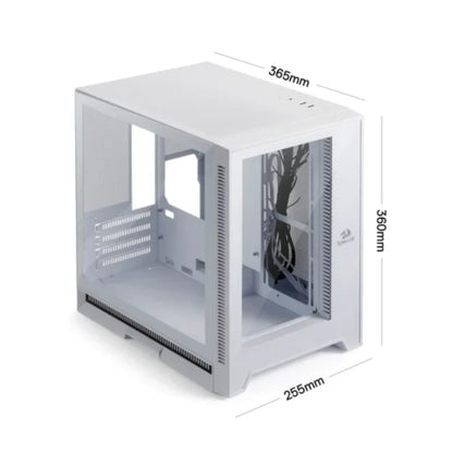 REDRAGON HOT ROD GC-MC211W White Gaming PC Case – Tempered Glass Panels, High Airflow Design, 240mm Radiator Support & RGB Lighting