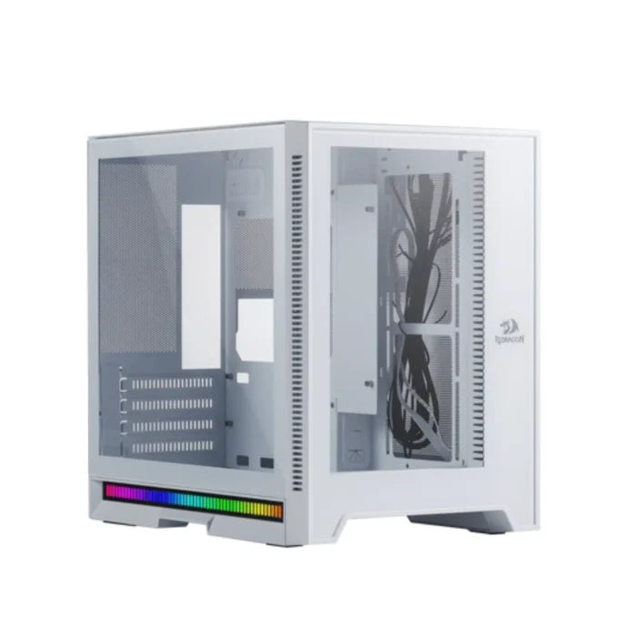 REDRAGON HOT ROD GC-MC211W White Gaming PC Case – Tempered Glass Panels, High Airflow Design, 240mm Radiator Support & RGB Lighting