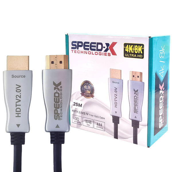 Speed-x 25m Fiber Hdmi Cable 2.0/2.1 Aoc(active Optical Cable) 30awg Copper Support 4k 8k Uhd (full Length)
