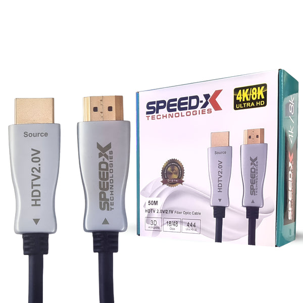 Speed-x 50m Fiber Hdmi Cable 2.0/2.1 Aoc(active Optical Cable) 30awg Copper Support 4k 8k Uhd (full Length)