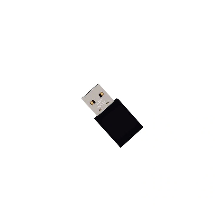 Black USB flash drive on a white background
