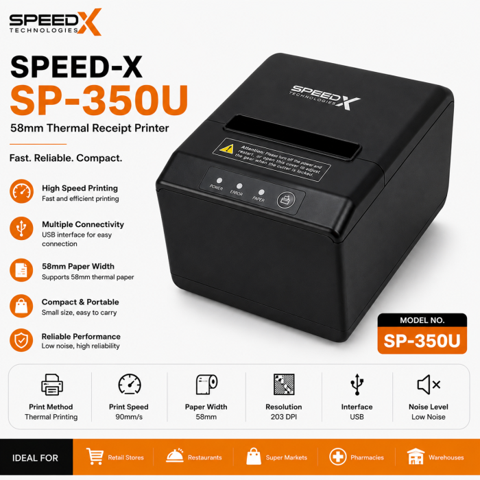Speed-x Sp-350u 80mm Thermal Receipt Printer Usb Interface 300mm/s Printing Speed
