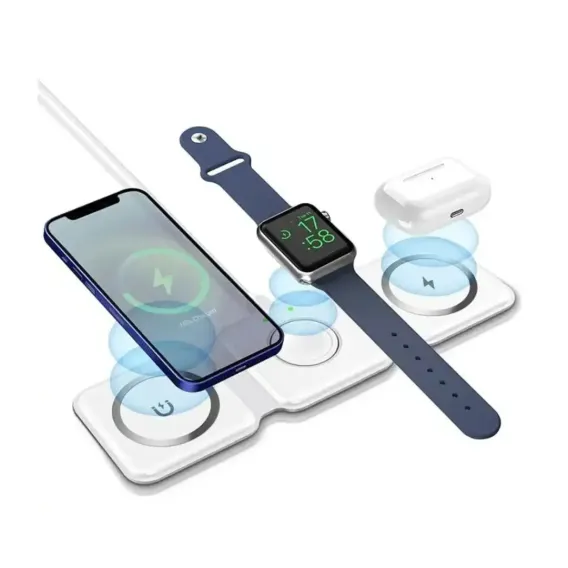 3 IN 1 15W FAST WIRELESS MAGNETIC CHARGING PAD FOR IPHONE, AIRPODS, SMARTWATCH
