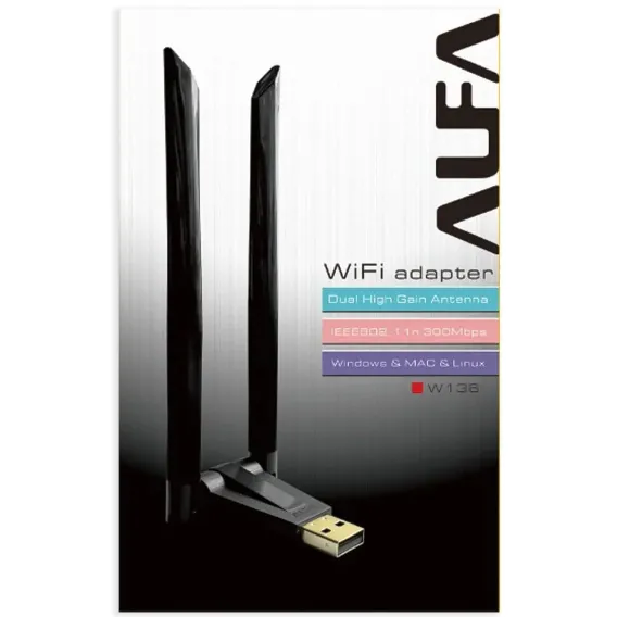 Speed-x Alfa W136 3dbi Rtl 8192 Dual Antena Wifi Usb Adapter 300mbps Speed-x Alfa W136 3dbi Rtl 8192 Dual Antena Wifi Usb Adapter 300mbps