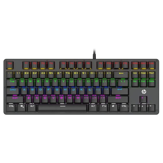 HP GK200 Mechanical Gaming Keyboard – Blue Switches, Rainbow LED Backlit & Durable Metal Panel HP GK200 Mechanical Gaming Keyboard – Blue Switches, Rainbow LED Backlit & Durable Metal Panel