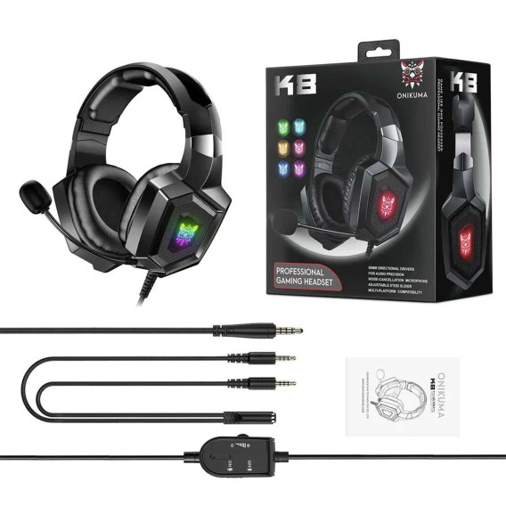 Onikuma K8 Rgb Gaming Headphone Over-Ear Headset With Microphone Volume Control Headphones Rgb Led Lights Onikuma K8 Rgb Gaming Headphone Over-Ear Headset With Microphone Volume Control Headphones Rgb Led Lights
