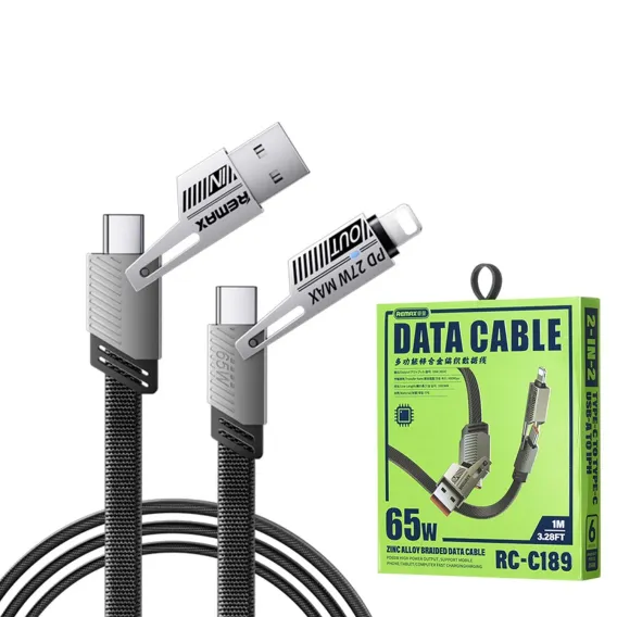 Remax Rc-c189 65w 4 In 1 Multi Functional Data Cable Black Remax Rc-c189 65w 4 In 1 Multi Functional Data Cable Black