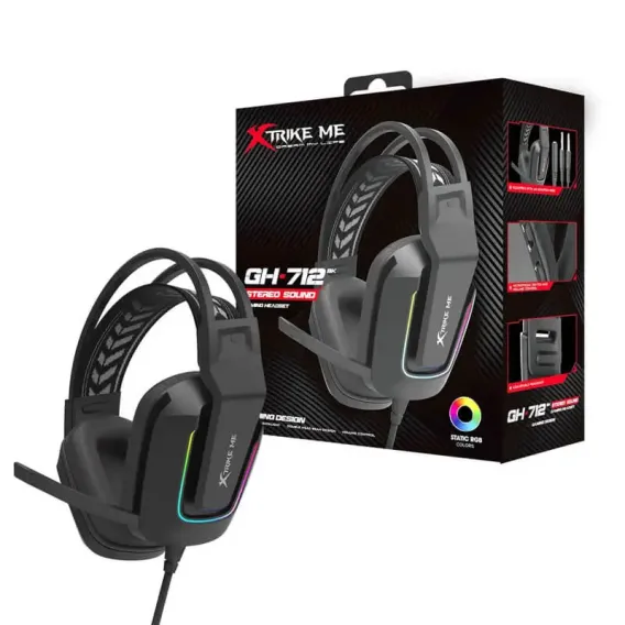 Xtrike Me Gh712 Rgb Gaming Headset With Noise Reduction Microphone White & Black Xtrike Me Gh712 Rgb Gaming Headset With Noise Reduction Microphone White & Black