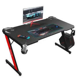 XTRIKE ME DK-02 ERGONOMIC COMPUTER DESK WITH HEADPHONE HOOK AND CUP HOLDER Z-SHAPED LEGS BLACK