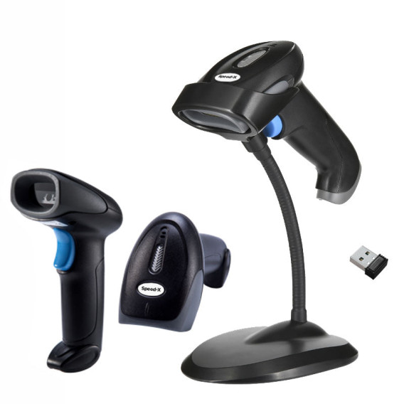 Speed-x 8700 2d Wireless 2.4ghz Barcode Scanner With Stand And Receiver